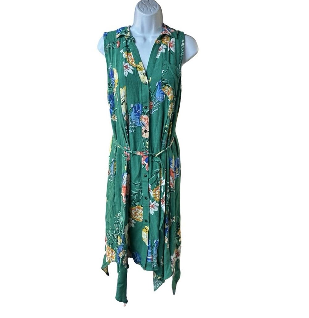 Anthropologie Maeve Rory Shirtdress Women's Size 8 Green Floral